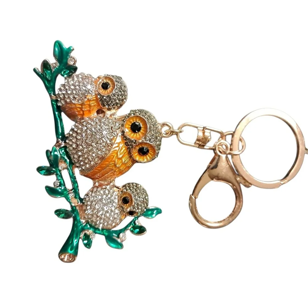 Keychains. Bejeweled Owl, Beatle, Butterfly, And Bumble‎ Bee